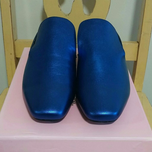 Intentionally Blank Bright Blue Mules 9 - Picture 3 of 8